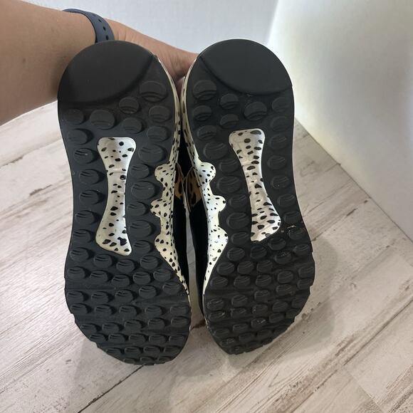 Steve Madden‎ Wedge Sneaker 8.5M Cliff Leather Leopard Print Lace Up Shoes Hair - Picture 6 of 10